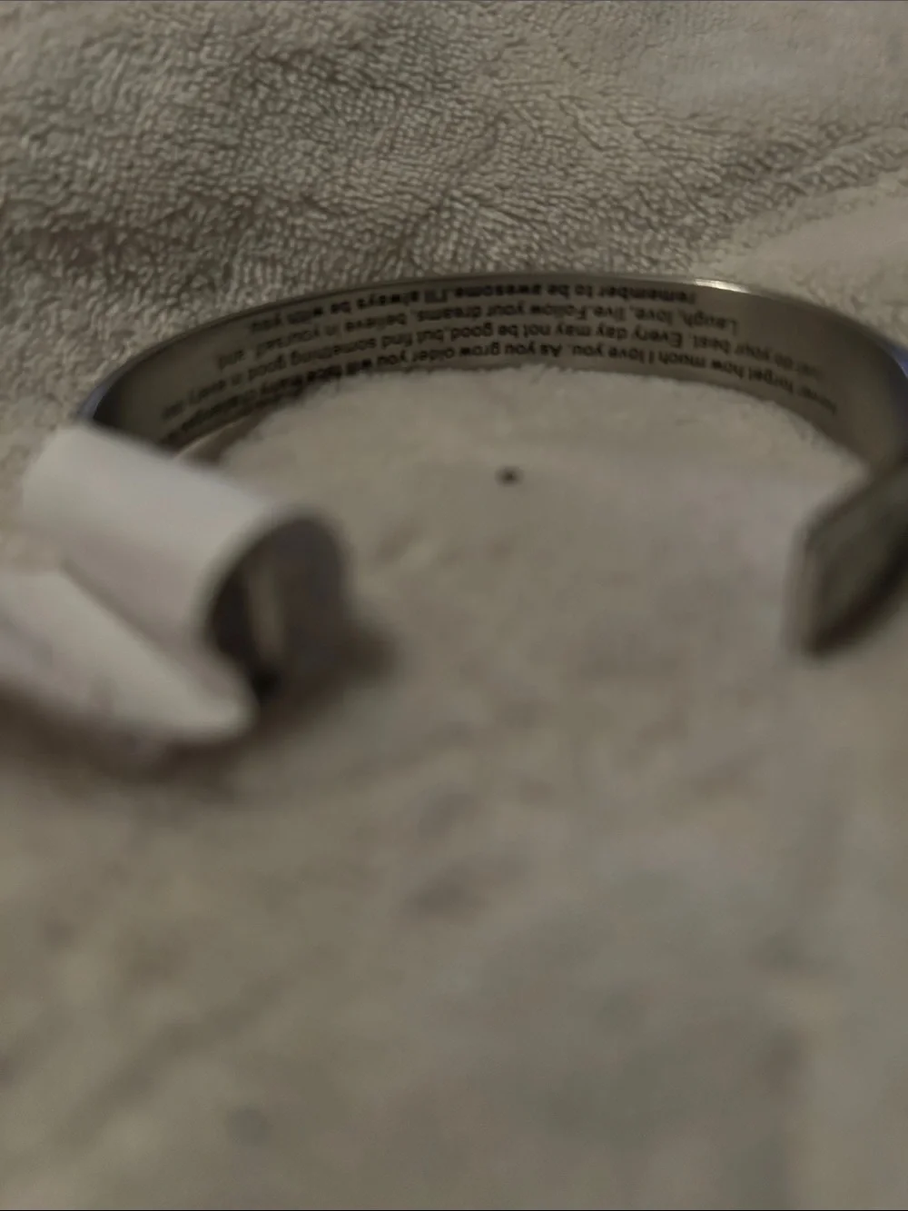 Silver Engraved love message Cuff Bracelet